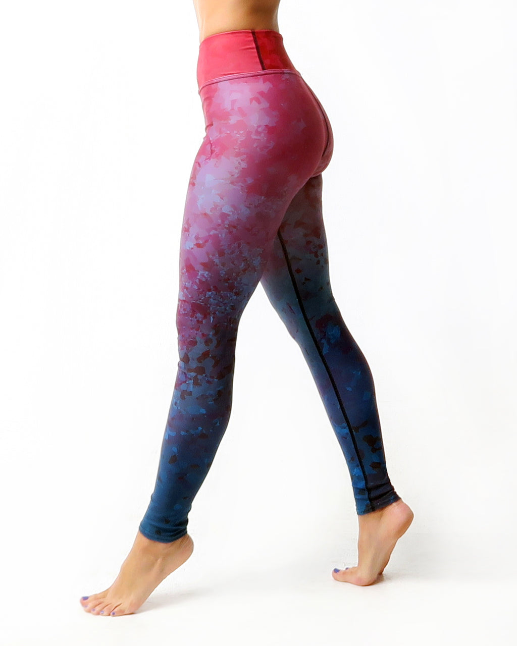 the cool pile red and turquoise veil leggings inspired by the veil nebula.